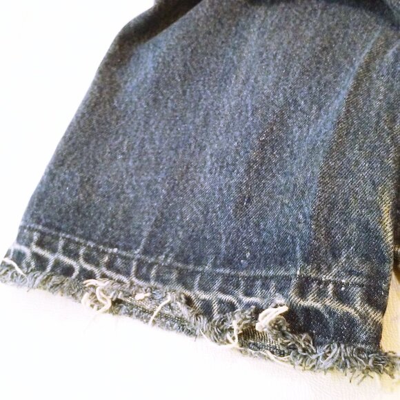 Vintage 80s Levi's USA-made 517xx Bootcut Denim Jeans Lady-34x34 Fray Hem Dark - Picture 10 of 13